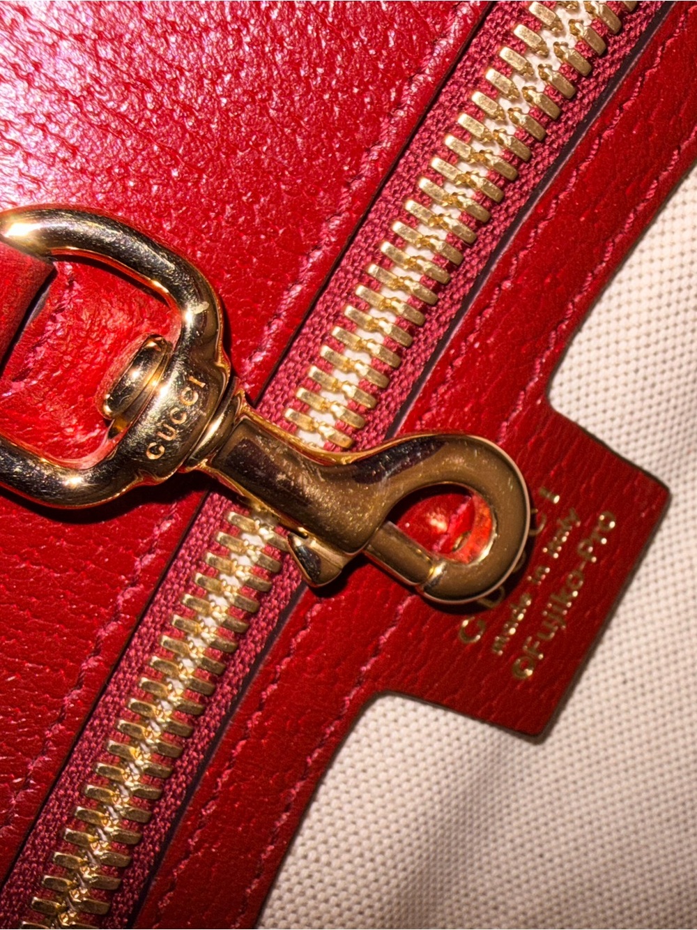 GuccixDORAEMON Vintage Mini GG Supreme Monogram Medium Tote Bag Beige Cherry Red - Picture 14 of 16